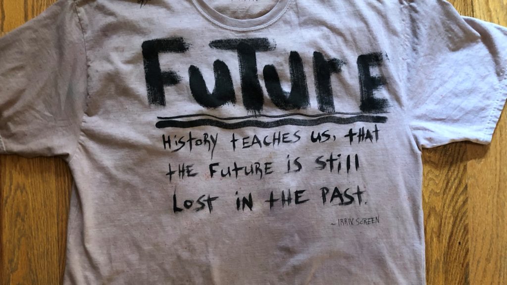 A t-shirt that has the word 'Future' written on it